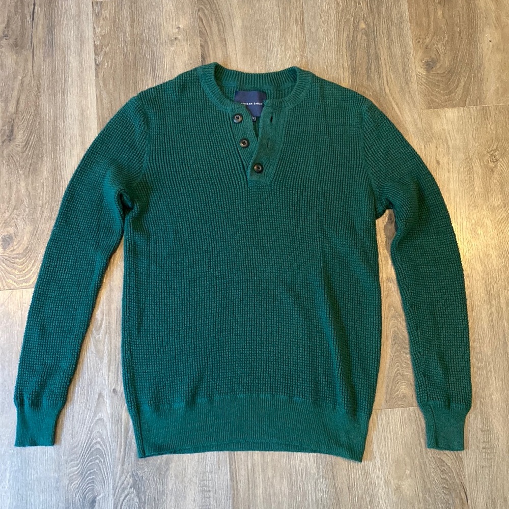 American Eagle Green Button Detailed Sweater